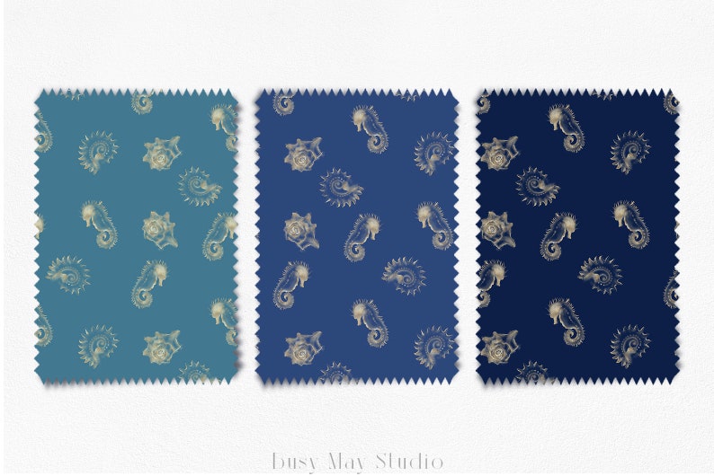 Gold Seamless Patterns | Gold Textured Seashells Seaweed Corals ...