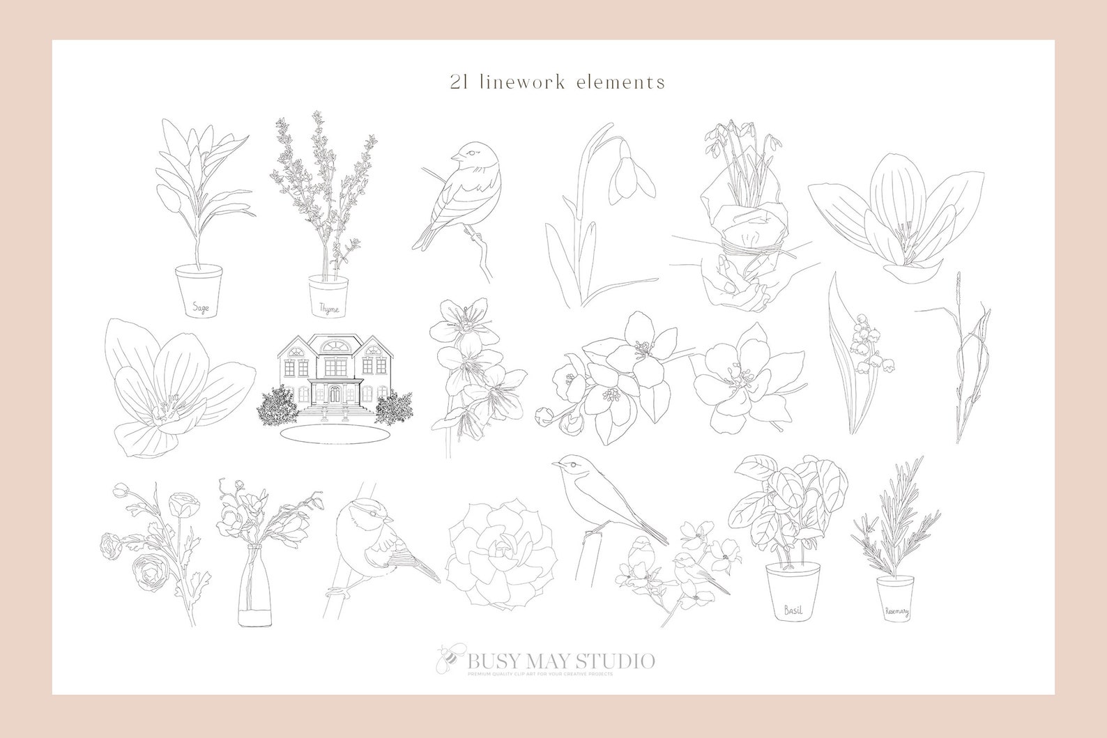 Line Art Abstract Creator Spring Flowers Linework Abstract Shapes ...