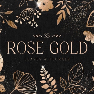 Rose gold Folie strukturiertblätter Blumen, Folie Blätter, Folie Clipart, Logo-Elemente, digitale Folie ClipArt, Blätter Blumen, Kupfer Blätter