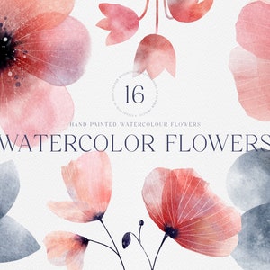 Whimsical Spring Florals  Watercolor flowers Florals Cliparts | Whimsical Flowers | Craft Cliparts | Hand Drawn | Hand Painted Clip Arts