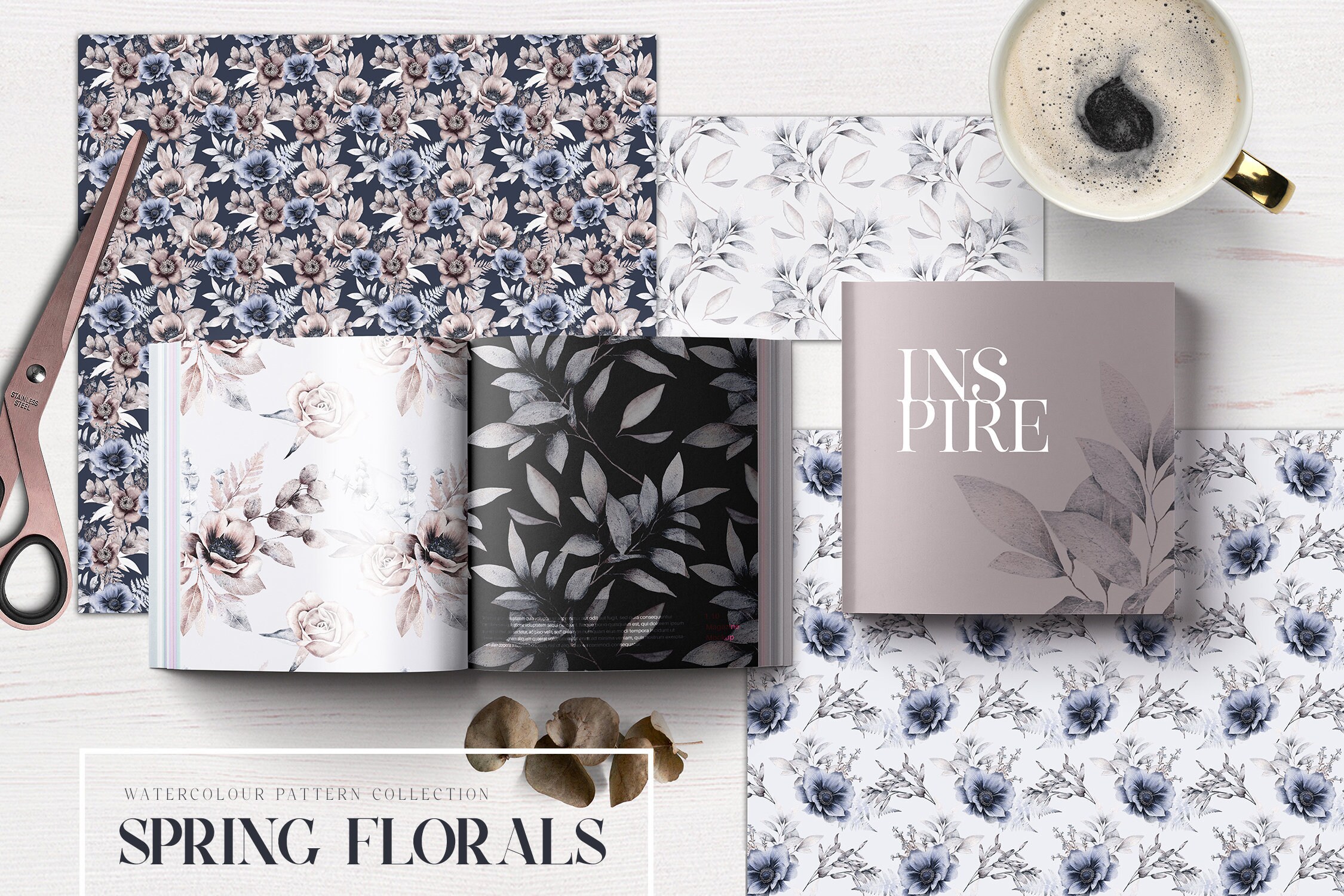 Floral Digital Paper Pack Watercolor Ink Hand Painted Prints - Etsy