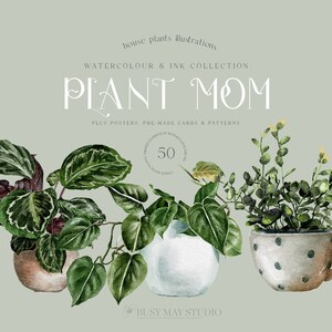 Grande collection d’illustrations et de modèles d’usines d’aquarelle de modèles de plantes cite lettrage inspirant disant logo vivant vert