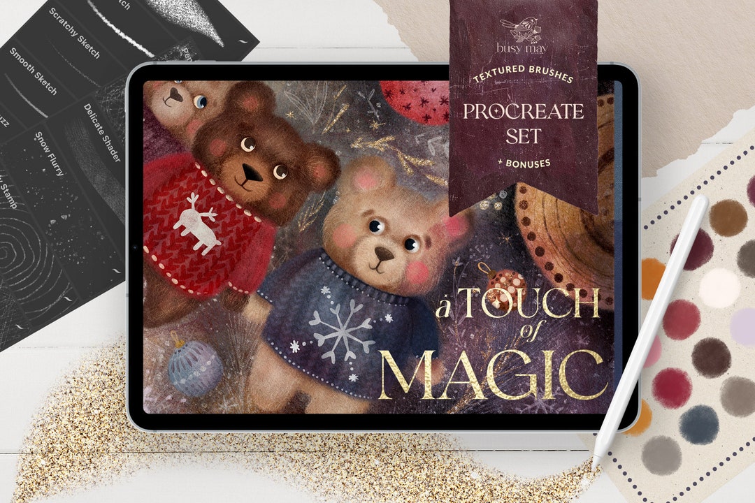 Magic Procreate Brush Set | Procreate Custom Texture Brushes | Gold ...