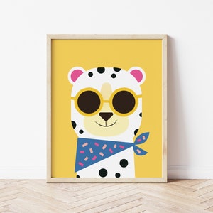 Printable Cheetah Nursery Print, Cool Cat, Animal Nursery Print, Children's Room, Cool Cat, Yellow Nursery Print, Jungle animal Poster image 1