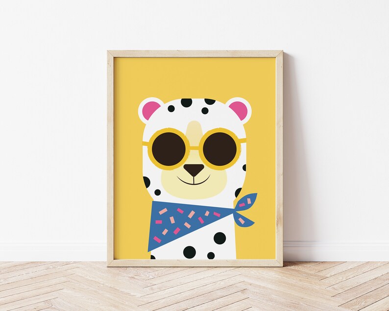 Printable Cheetah Nursery Print, Cool Cat, Animal Nursery Print, Children's Room, Cool Cat, Yellow Nursery Print, Jungle animal Poster image 1