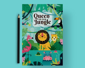 Printable Mothers Day Jungle Card, Queen Of Our Jungle, Tropical Mothers day Card, Lion Mothers day,  Lion Queen Mothers day, Jungle Theme