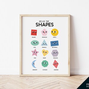 Printable Shapes Poster, Shapes print, Educational Shapes, Print, Nursery Wall Art, Children&#39;s Print, Educational Wall Art, Early Learning