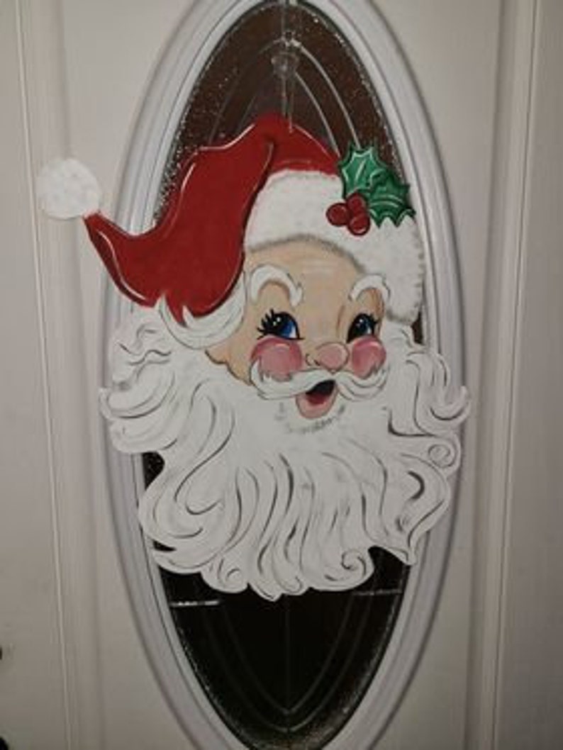 Vintage Santa Door Hanger Christmas Door Hanger Santa Door Etsy