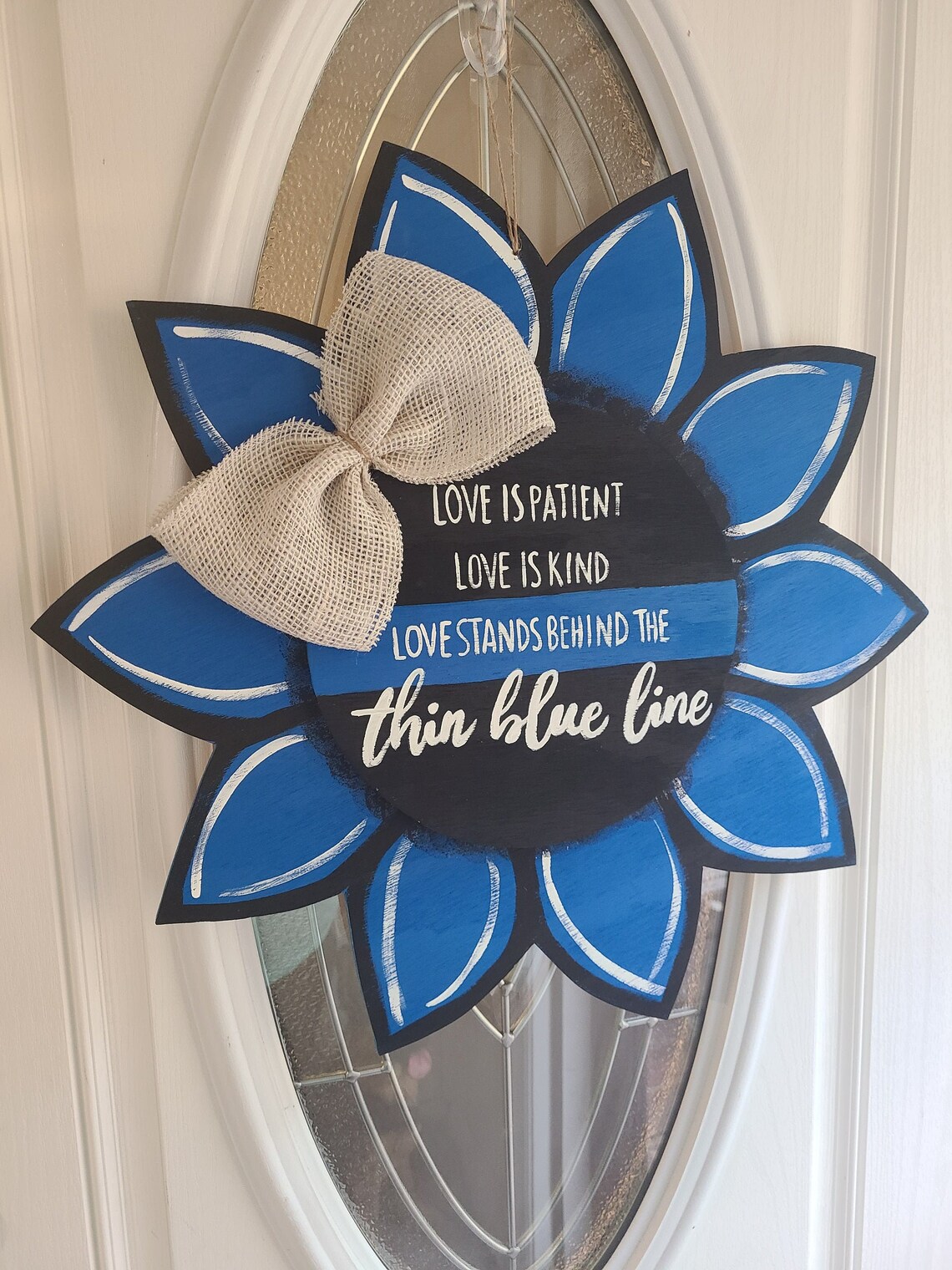 Thin Blue Line Door Hanger Law Enforcement Door Hanger Etsy
