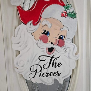 Vintage Santa Door Hanger, Christmas Door Hanger, Santa Door Hanger