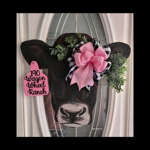 Personalized Cow Head Door Hanger: Farmhouse Decor