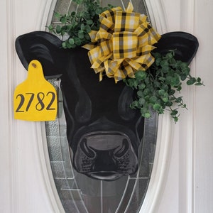 Cow Door Hanger, Farmhouse Cow Door Hanger, Personlized Cow Door Hanger