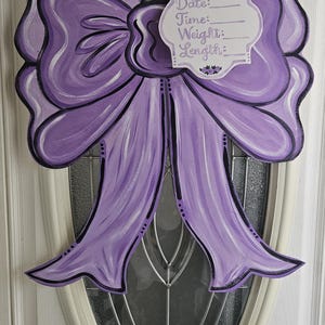 Custom Baby Announcement, Hospital Door Hanger, Baby Girl Door Hanger, Birth Stat Door Hanger, Baby Girl Bow Door Hanger, Baby Girl Gift
