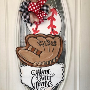 Personalized Baseball Glove Trio Door Hanger: Home Decor