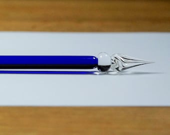 Stylo en verre uni, cobalt