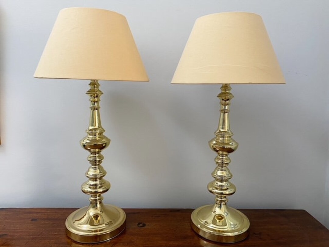Pair of Tall, Brass, Table Lamps Etsy UK