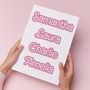 Personalised Vinyl Label | Barbie inspired | Personalised Name label | Pink Name Sticker