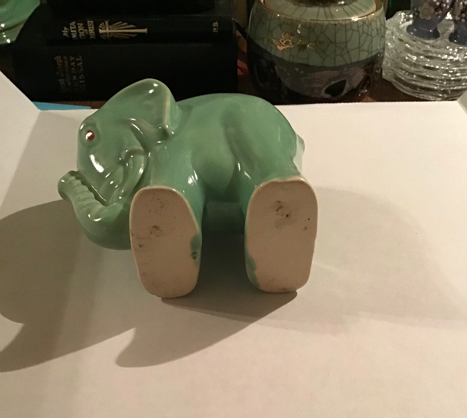 McCoy vintage green elephant planter vase Etsy