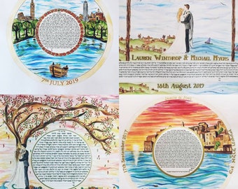 CUSTOM KETUBAH ART - Your Story - Original Hand-Painted Ketubah