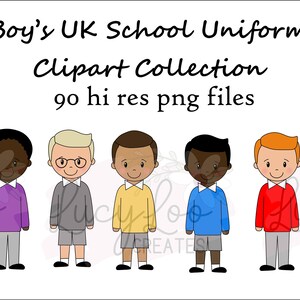 Jungen UK Schuluniform Clipart Full Set, PNG, Sofortiger Download, Sublimation