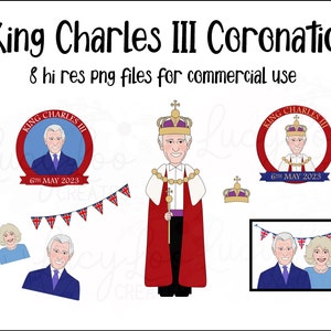 King Charles III Clipart, Coronación PNG, Descarga instantánea, Uso comercial
