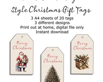 Printable Vintage Style Christmas Gift Tags