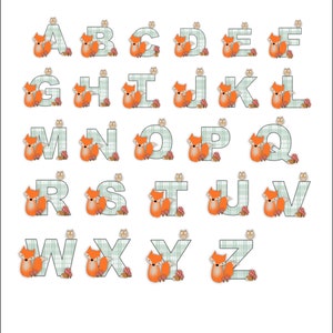 Woodland Themed Alphabet Clipart, Letter Clipart, Initial Clipart, Sublimation.