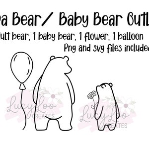 Papa Bear Outline Drawing, Fête des Pères, Anniversaire, Téléchargement instantané, Illustration,