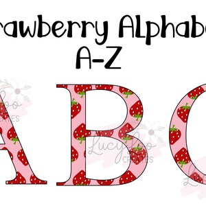 Strawberry Alphabet Clipart, Initial Clipart, Summer, Instant download, Sublimation