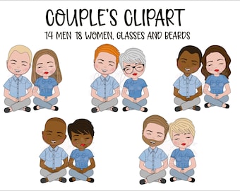 Couple's Clipart, His and Hers, Engagement, Anniversary, Sublimation, Instant Download, Digital Illustration