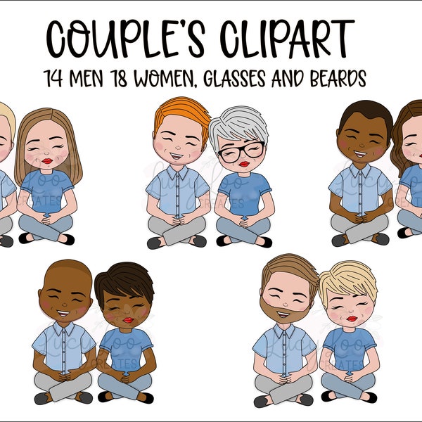 Couple's Clipart, His and Hers, Engagement, Anniversary, Sublimation, Instant Download, Digital Illustration