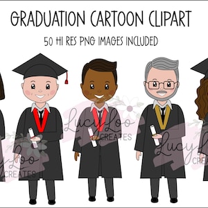 Clipart de dibujos animados de graduación, descarga instantánea, png, impresión por sublimación, archivo digital