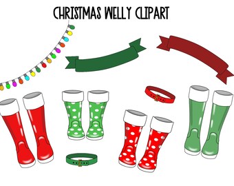 Christmas Wellington Boot Clipart/Welly Boot, Family Print, Family Clipart, personalised gift