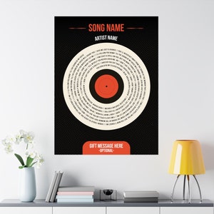 Custom Vinyl Lyrics Print, Personalised Music Poster, Customizable Music Gift, Anniversary Gift, Lyrics Poster, Wedding Song Posters Decor