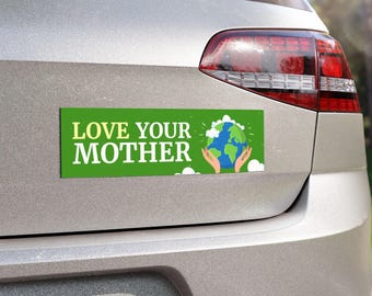 Houd van je moeder aarde | Milieuvriendelijke bumpersticker/automagneet | Milieucadeau | Sticker Save the Planet | Klimaatactivist