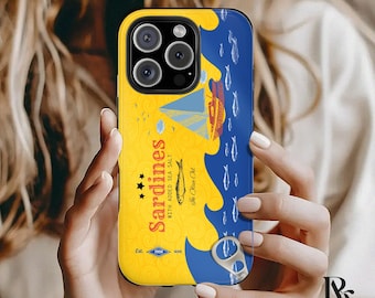 Retro Sardine Can Phone Case, Sardine Cover, Nautical Fish Design, Funny Unique phone case, Fun Gift for Food Lovers, iPhone, Pixel, Samsung