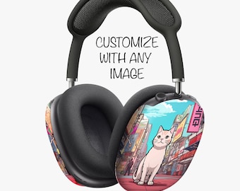 Coque AirPod Max personnalisée, coques uniques pour les amateurs de musique, idées cadeaux pour les amateurs de musique, coque Airpods Max avec image personnalisée, écouteurs personnalisés élégants et artistiques