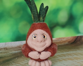 Needle felted onion, felt funny onion, cheerful onion-man, needle felted vegetable, needle felted plant, wool onion, handmade onion