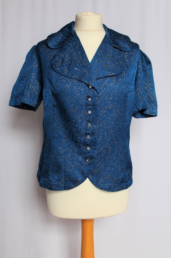 Vintage 50's/60's Royal Blue with Silver Lurex Blo