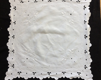 Antique French embroidered linen table runner