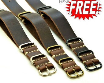 Leather Wrist Band, watch strap 18mm, 20mm, 22mm, 24mm, gift for man, father's day, stainless steel