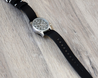 Bracelet de montre en cuir véritable style militaire bande de passage unique 18/20/22/24/26 mm bracelet de montre-bracelet de luxe