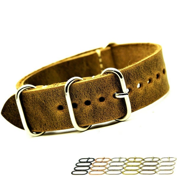 Bracelet de montre-bracelet en cuir véritable, meilleur cuir, anneaux 5 couleurs, bracelet de montre de remplacement, cadeau pour homme, 18 mm, 20 mm, 22 mm, 24 mm, 26 mm