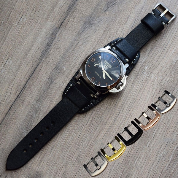 Bracelet de montre en cuir Buffalo Bund Pad 18 20 22 24 26 mm Bracelet de montre-bracelet fait à la main