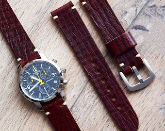 Bracelet de montre en cuir pleine fleur vintage 18-26 mm Bracelet de montre marron fabriqué à la main