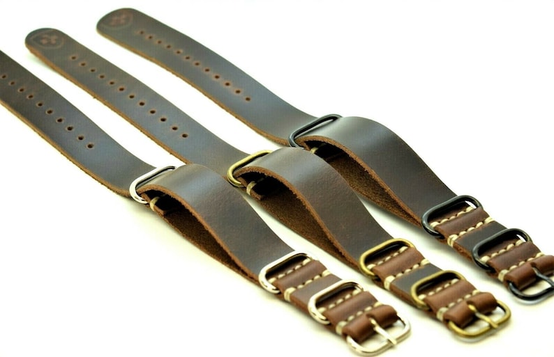 Bracelet en cuir, bracelet de montre 18 mm, 20 mm, 22 mm, 24 mm, cadeau pour homme, fête des pères, acier inoxydable image 3