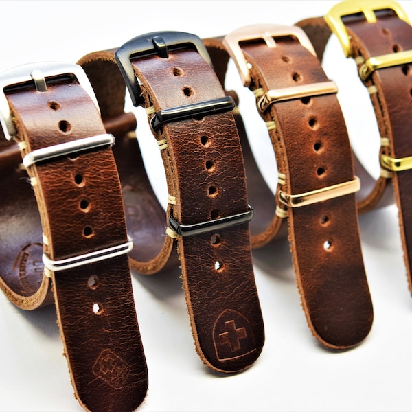 Bracelet en cuir, style armée militaire, bracelet de montre fait main, bracelet de montre cousu main 18, 20, 22, 24 mm, cadeau, bracelet