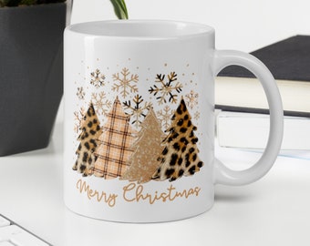 Christmas Trees Ceramic Mug, Ceramic Christmas Mug, Gift For Her Merry Christmas, Christmas Gift