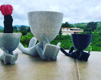 Little People Book Reading Planter - Robert Plant - Decorative Planter - Cute Planter - Home Decor - Succulent Planter - Cactus Planter  Set