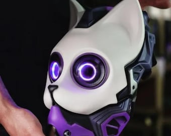 Cyber Cat Neo Neko Mask Streamer Cosplay Mask DJ mask